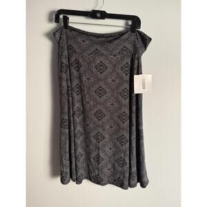 LuLaRoe Azure Skirt 2XL Cream Black Dots A-Line Yoga Waist Knee Length NWT A1